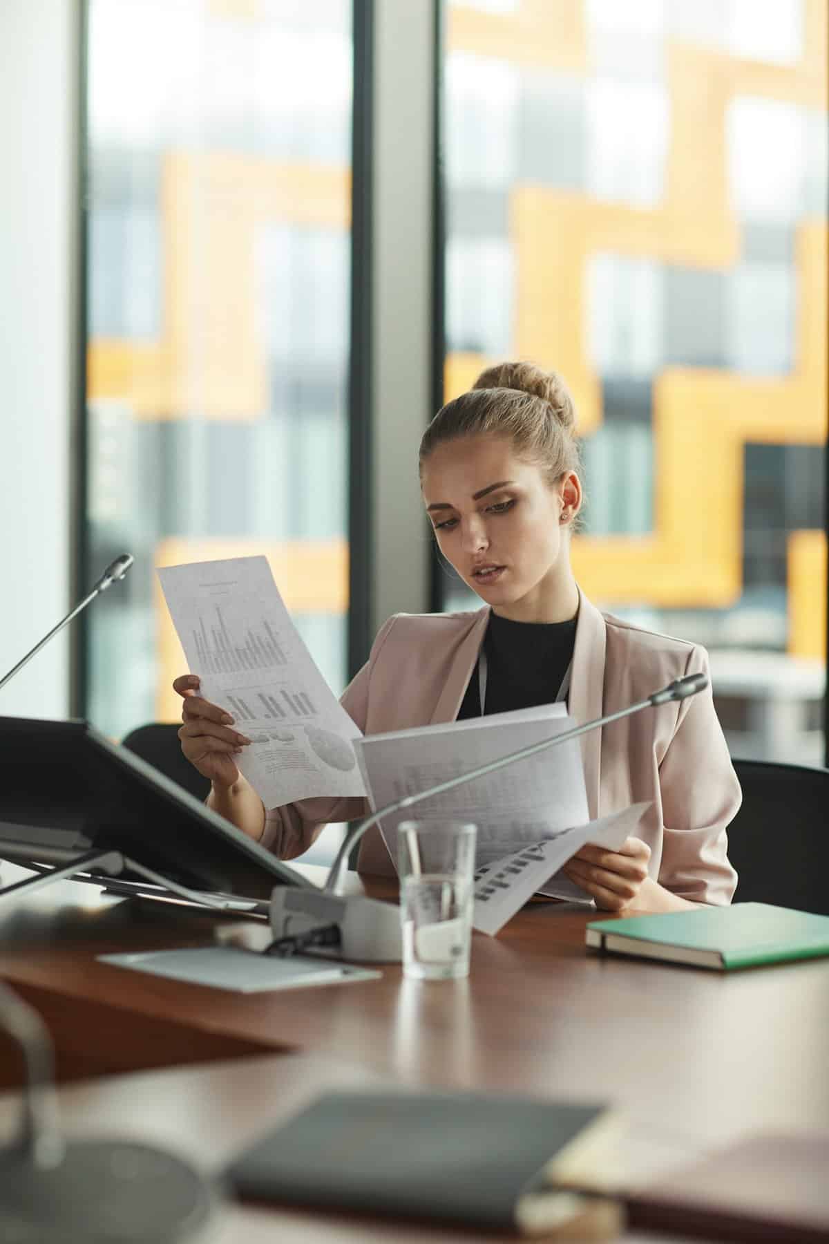 Businesswoman working with documents